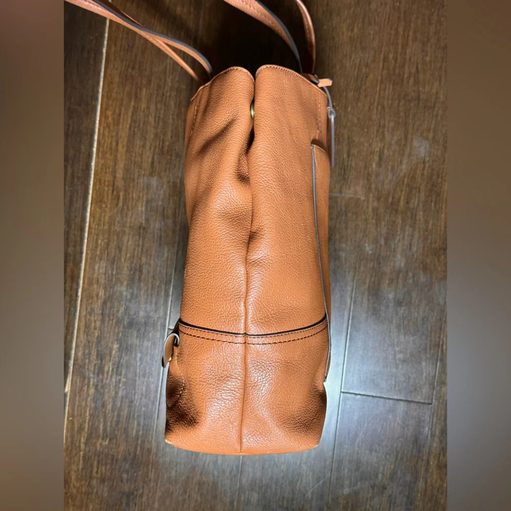 J.Crew All Day Leather Tote Bag Roasted Chestnut Brown Shoulder Handbag - Picture 8 of 11